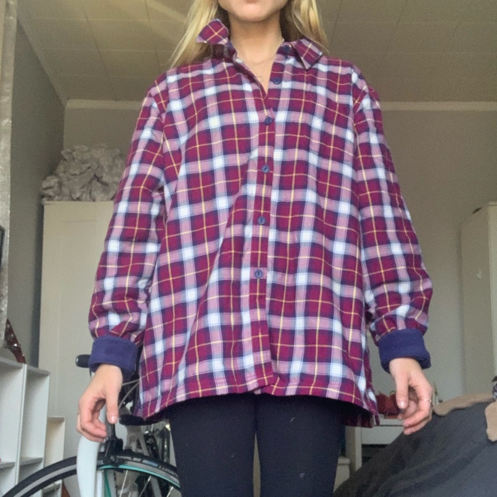 LLBean Womens XL fleece lined flannel jacket/shirt